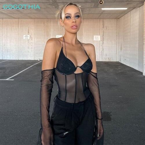 Attractive Summer Lady Short Top Sexy Mesh See-through Flare Sleeve Off Shoulder Eye-catching Hollow out Club Crop Top Q20603T