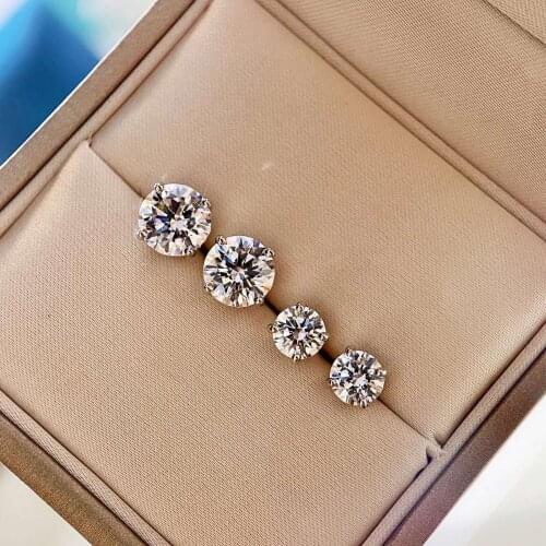 Solitaire 5mm/9mm Lab Diamond Stud Earring 925 sterling silver Anniversary Wedding Earrings for Women men Party Jewelry
