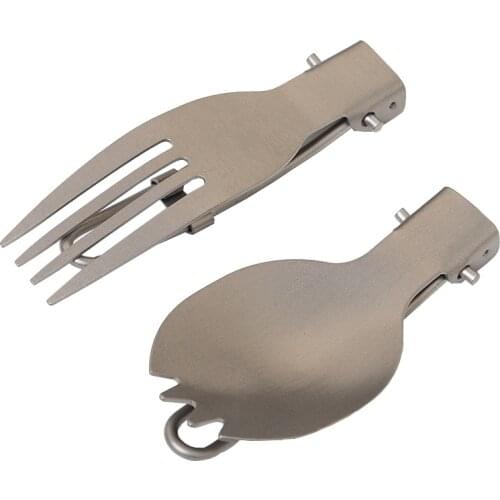 Foldable EDC Spork Outdoor Mini Portable Spoon Fork Lightweight Camping Cutlery Titanium Forks Spoon