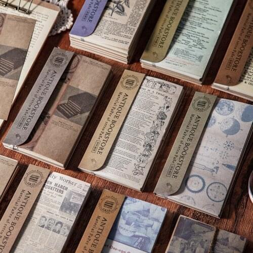 60 Sheets Vintage Old Book Page Material Paper DIY Scrapbooking Junk Journal Base Collage Gift Wrapping Decor Material Paper