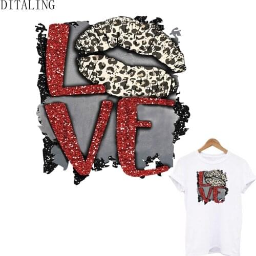 Love Patches Cool Leopard Lips Iron On Transfers On Clothing DIY Thermal Stickers On T-Shirt Fashion Girls Appliqued On Clothes