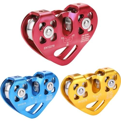 30KN/ 6700 Outdoor Double pulley Zip Line Cable Trolley Outdoor Rock Climbing Rescue Dual Pulley Zip Line Rescue Cable Trolley