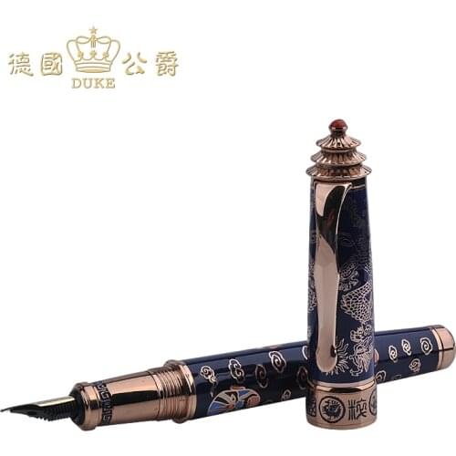 High-end Duke Fountain Pen Exquisite Opera Face-painting Luxury 14k Gold Nib Ink Pen The Best Business Gift Pens with Gift Box