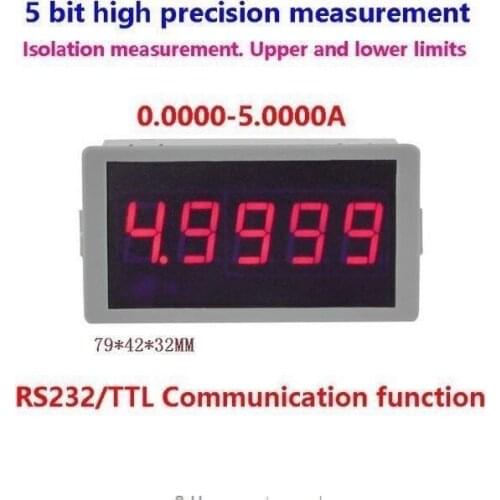 High precision Multifunction DC Voltmeter 0-5.0000A Digital LED Voltage Meter RS232 Serial alarm signal Tester Built-in shunt