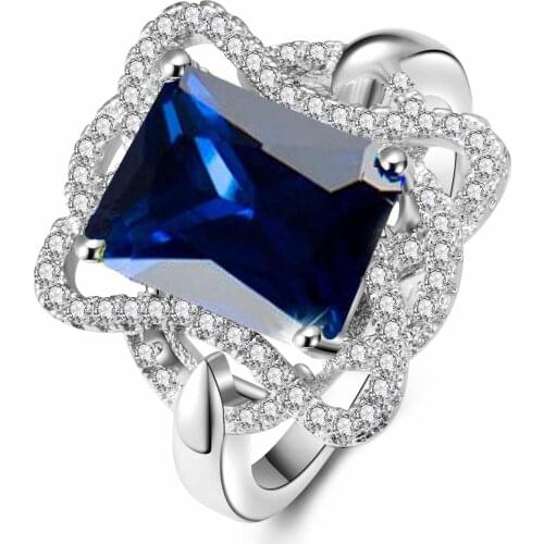 YaYI Jewelry Fashion Princess Cut 11*13mm Huge Green Blue Cubic Zirconia Silver Color Engagement Wedding Party Lovers Rings