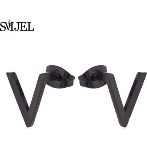 SMJEL Vintage Earrings Simple Geometric Chevron Stud Earrings Punk V Shape Trendy Women Earring Jewelry boucle d'oreille