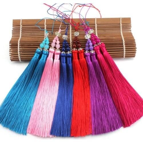 1Pcs 15cm Double Tassel Brush Pendant Accessories for DIY Jewelry Making Silk Satin Tassel Handmade Crafts Findings Supplier