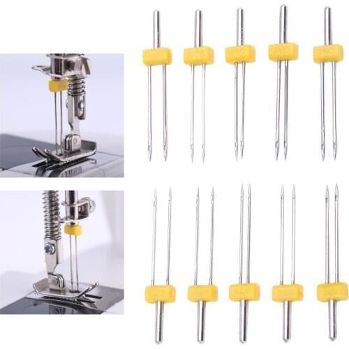 10 Pcs Twin Needles Double Twin Stretch Machine Needles Pins Compatible with Butterfly, Brother, Singer, Janome Sewing Machine