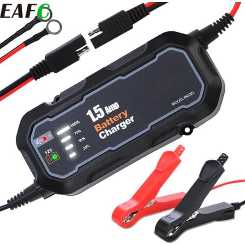 12V1500mA Automatic Smart Motorcycle Petty Boat Car Battery Charger Maintainer Repair Lead -Acid Battery Charger Starting Cars
