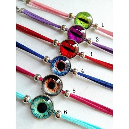 24pcs Vintage glass Cat Eye bracelet Art Picture silver Glass Round Dome bracelet DIY Jewelry