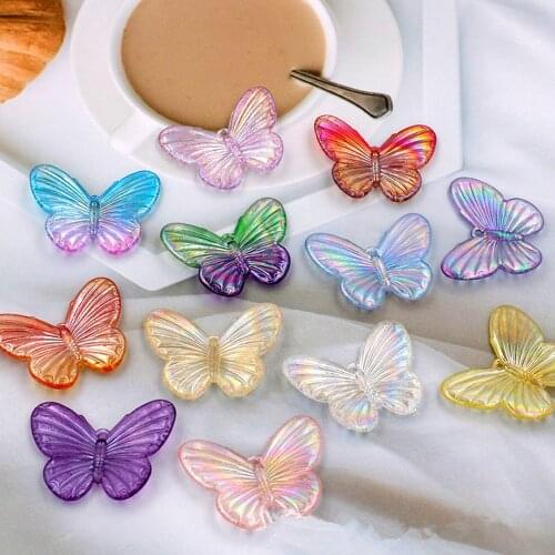 31*41mm 6pcs Acrylic Three-dimensional Symphony Butterfly Pendant Small Pendant Handmade DIY Earring Bag Keychain Jewelry
