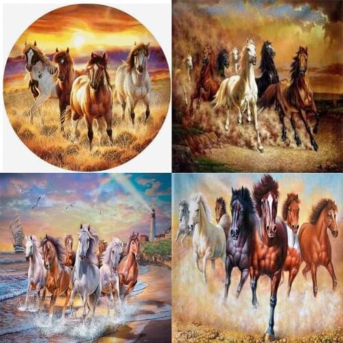 5D DIY Full Drill Diamond Painting Horse Diamond Embroidery Cross Stitch Mosaic Kit Home Decor Handmade New Year Gift