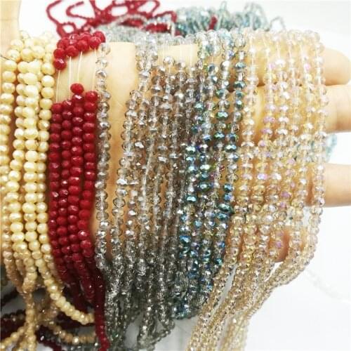 Wholesale 4mm Rondell Austria Faceted Crystal Beads Round Glass Beads Loose Spacer Beads for Jewelry Making DIY Free Shipping