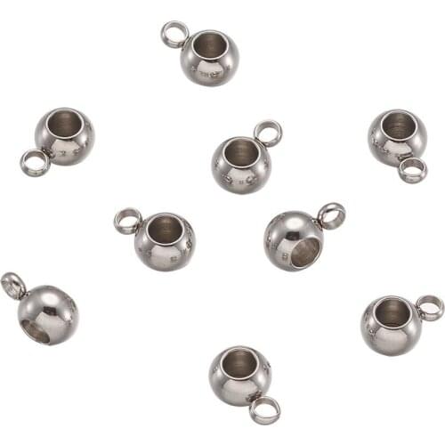 100pcs Hanger Links Bail Beads Charms for DIY Jewelry Making Rondelle 304 Stainless Steel 9x6x4.5mm Hole: 1.5mm