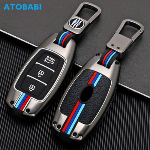 Zinc Alloy Car Key Case 3 Buttons Smart Remote Control Protector Cover For Hyundai Santa Fe i30 Verna Kona Azera Accent Palisade