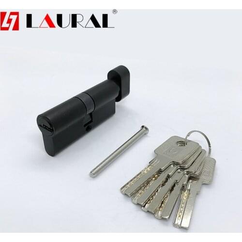 All Brass Black Cylinder Lock Door Window Security 70mm Cylinder Living Room Lock Handle Customized Brass Key