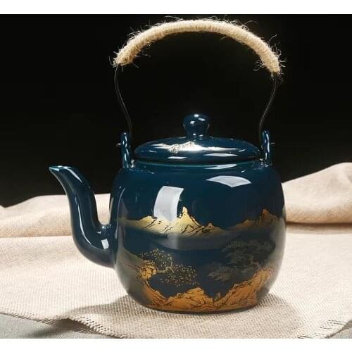 Jilan Ceramic Kung Fu Tea Set Large Restaurant Lifting Beam Pot Drinking Large Capacity Home Office Cold Water Teapot Single Pot
