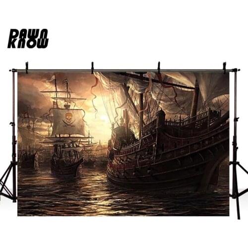 DAWNKNOW Cartoon Vinyl Photography Background For Kids Pirate Polyester Backdrops For Children Photo Studio Props G078