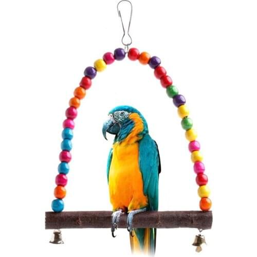 Wooden Bird Parrot Swing Toys Parakeet Cockatiel Lovebird Budgie Cage Hanging