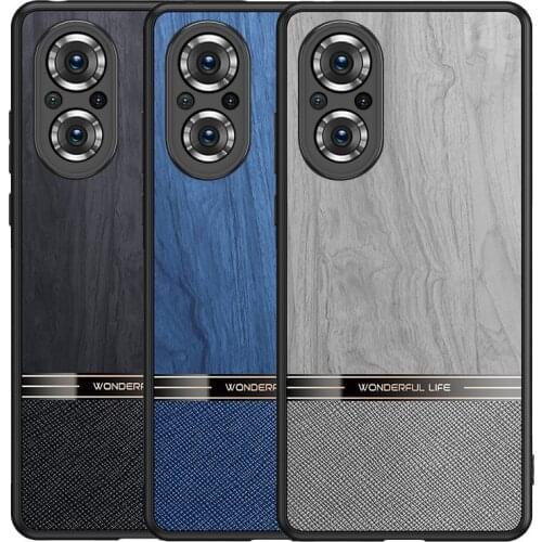 PU Leather wood Case for Huawei Honor 50 Honor50 se 50S Fashion Smartphone Slim Protect camera Back Cover For Honor V40