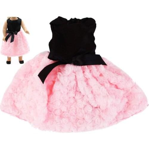 18 inch Doll Clothes Accessories Strapless Fluffy Cute Dress Fit Girl Doll Black and Pink