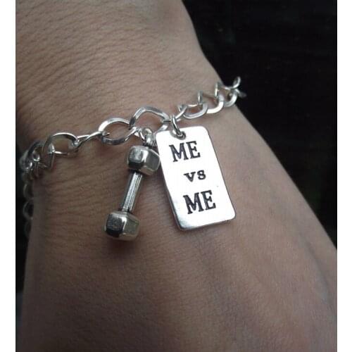 Dumbells Weight MEVSME Charm Bracelets Fitness weightlift crossfit bodybuild,Wholesale Fitness Motivation Jewelry