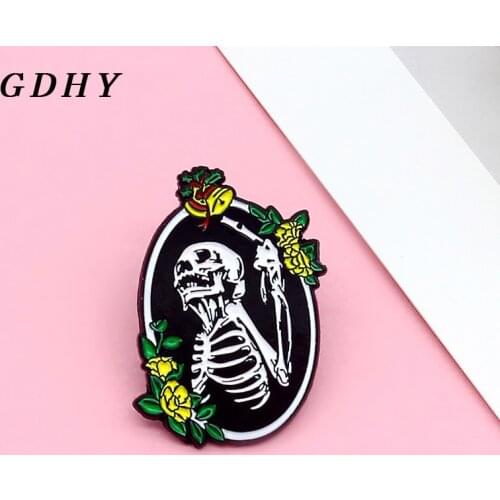 GDHY Halloween Death Skeleton Enamel Pins Skull knife Punk Dark Ghost Brooch bags Punk Jewelry Gift for Friends Xmas Jewelry