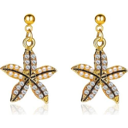 Crystal Five-leaf Grass Earrings Five Petal Flower Stud Earrings For Women Earing Jewelry Earings Earring Kolczyki A527