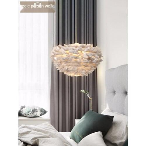 Bedroom Chandelier Cozy and Romantic Nordic Lamps Living Room Master Bedroom Room Creative Ins Trending Girl Feather Lighting