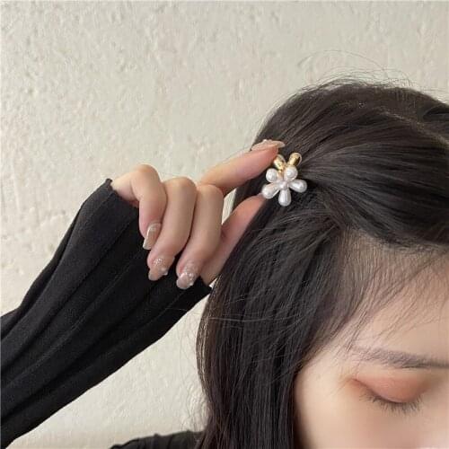 Sweet Cute Pearls Camellia Hair Clip Flower Small Bride Headpiece