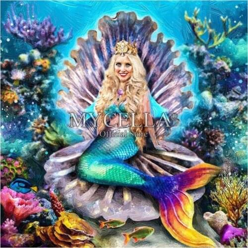 Cartoon 5d Diy Diamond Painting Mermaid Princess Full Diamond embroidery Cross Stitch Rhinestone Mosaic Home Decor Craft Kits