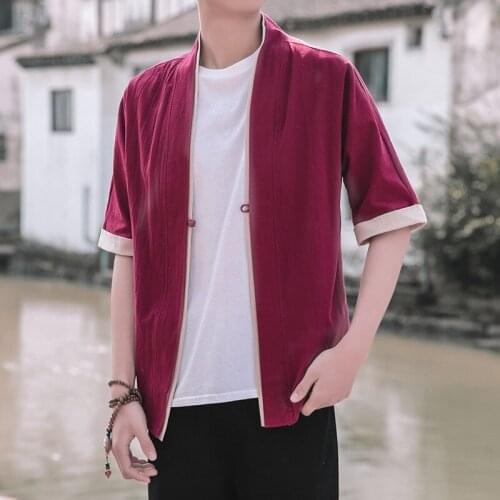 2019 Mens Cotton Linen Trench Coat Streetwear Male Vintage Casual Jacket Chinese Style Men Jacket
