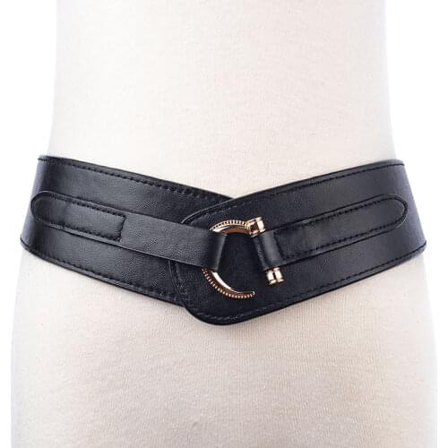 2021 New Retro Style Elastic Waistband Ladies Body-fitting Elastic Belt with Down Jacket Coat Fur Belt Black for Lady Dress