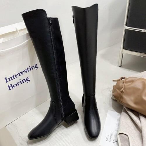 2021 Winter New Suede Round Head High Skinny Stretch Boots Women Sexy Over-the-knee Boots Women Plus Cotton Warm Boots Mujer