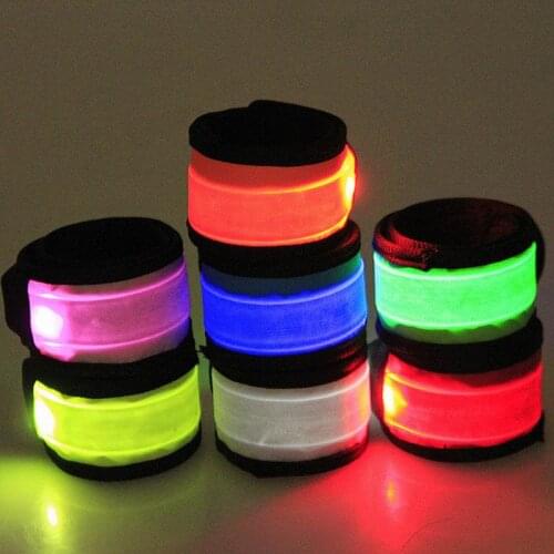 New Arrive Nylon LED Sports Slap Wrist Strap Bands Wristband Light Flash Bracelet Glowing Armband Flare Strap Party Concert