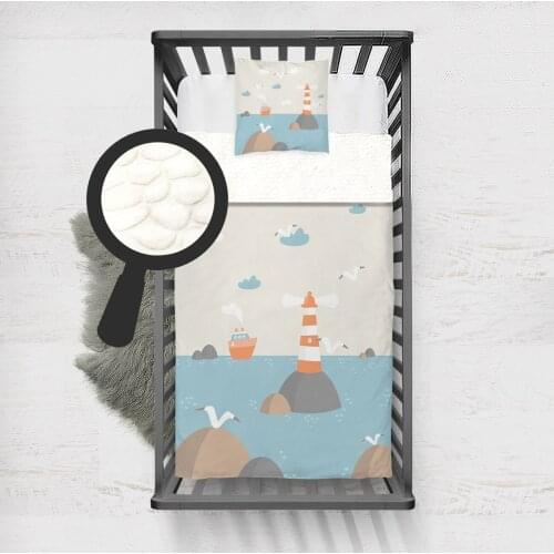 Kids Minky Blanket Super Soft and Warm Blankets Children for Couch and Bed Gray Lighthouse Seagull Model 1341