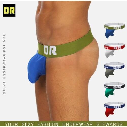 ORLVS Sexy Men Underwear Sexy Jockstraps Low Rise Cotton G-Strings And Thongs gay Underwear Penis Pouch Male Jockstraps Bikini