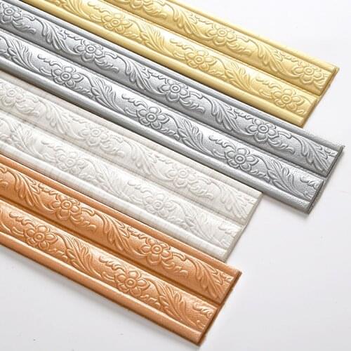 Wall Trim Line Skirting Border 3D Pattern Sticker Decoration Self Adhesive Durable Waterproof Strip Wall Stickers Kitchen Floor
