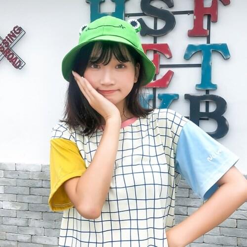Outdoor Cute Frog Letter Bucket Hats Women Cover Fisherman Cap Hat For Adult Women Sunscreen Summer Outing Hat