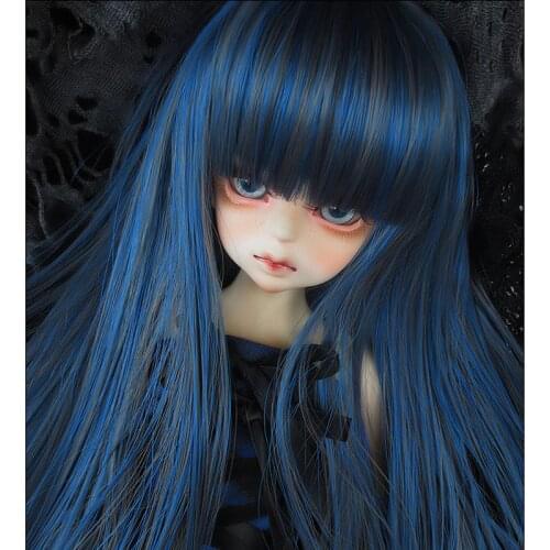 Bybrana BJD Wig For 1/3 1/4 High Temperature Fiber Gray And Blue Girl Lengthen The BJD Hair For Dolls
