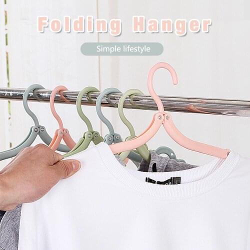 Plastic Folding Portable Hanger High Quality Clothes Storage Portable Hanger With Clips Home Travel Folding Non-slip Hanger