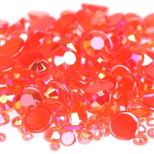 Jelly Colors Round Flatback Acrylic Rhinestones 1.5mm-6mm Mixed Size Shoes Sparkling Nail Art Decorations Clothing Decorations