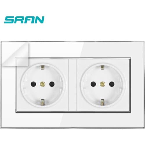 Wall 16A EU Standard Multi Way Power Socket Plug Grounded Electrical Socket outlet strip 146*86mm Acrylic panel family hotel