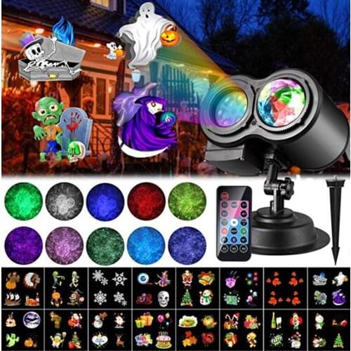 Ocean Wave Snowflake Christmas Projector Lights Waterproof Outdoor Laser Projector 16 Slides New Year Party Garden Decoration