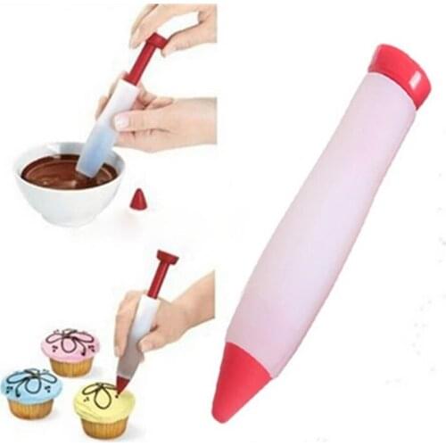 1Pcs Pastry Cream Chocolate Decorating Syringe Silicone Plate Paint Pen Cake Cookie Ice Cream Decorating Pens kitchen accessorie