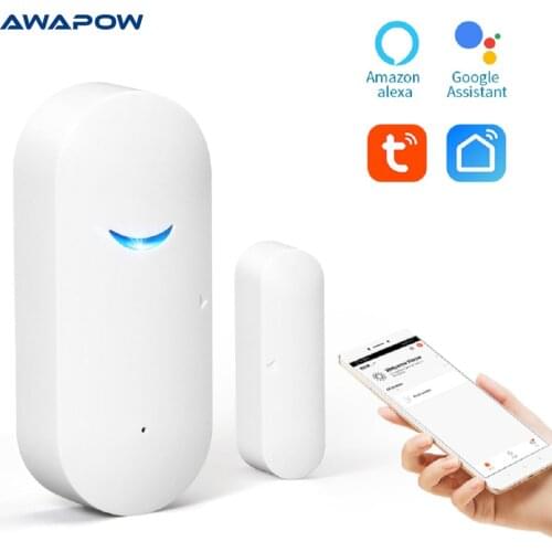 Awapow Tuya Smart WiFi Sensor Door And Window Open/Closed Alarm Home Wireless Security Alarm System Working With Alexa Google