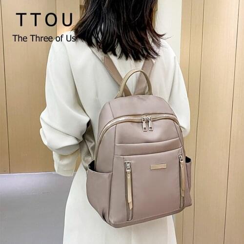 Large Capacity Oxford Cloth Student Backpack for Women Multi Purpose Lightweight Back Pack Double Zipper Ladies Travel Handbag