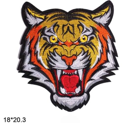 Big Size Tiger Iron On Embroidered Clothes Patches For Clothing Stickers Garment Wholesale