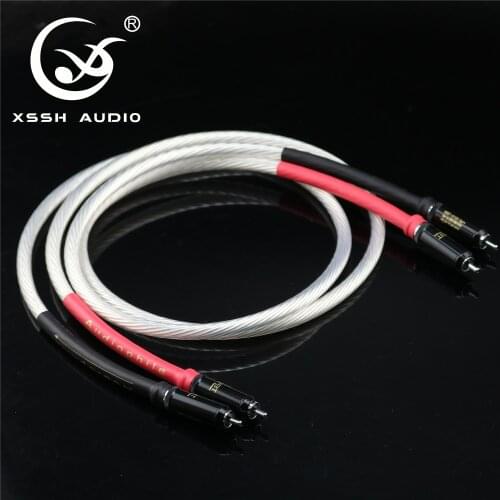 1 pair 0.5m ~ 5m XSSH Audio HiFi 12 core 8mm OCC OFC Silver Plated Male RCA to Male RCA Audio Line Cable XLR cables Wire Cord