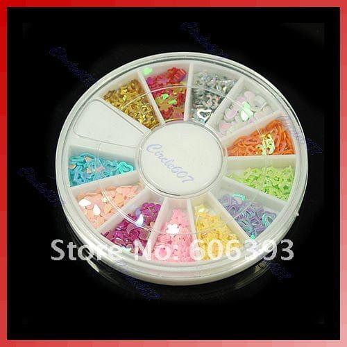10 sets/lot 12 Colors Glitter Star Paillette Spangles Nail Art Disk